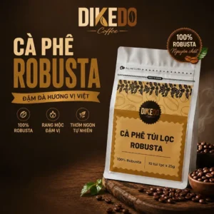 Cà phê túi lọc Robusta Dikedo - 10 túi lọc x 25g